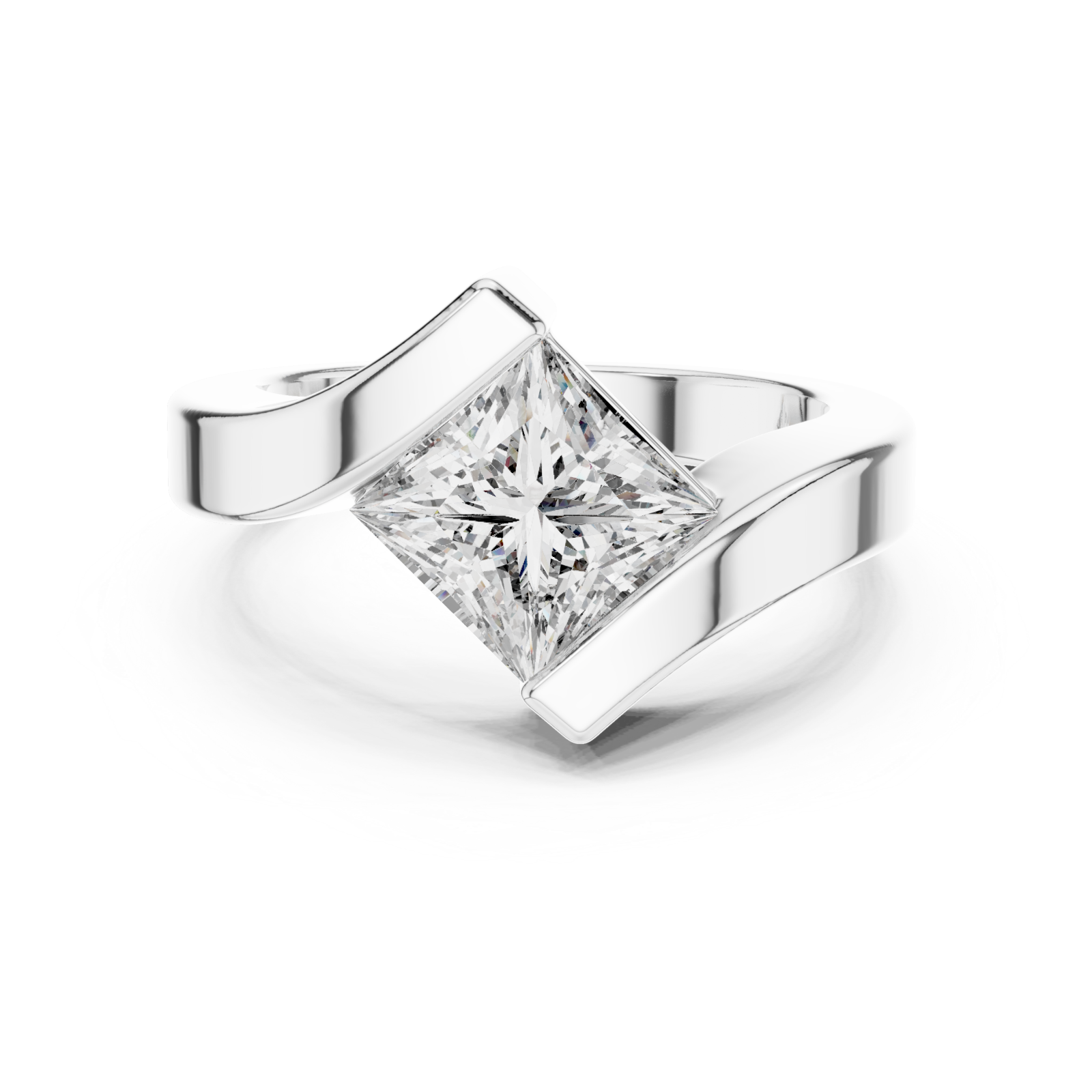  White Gold Sleek Artistry Unity Signature Band Ring Front View