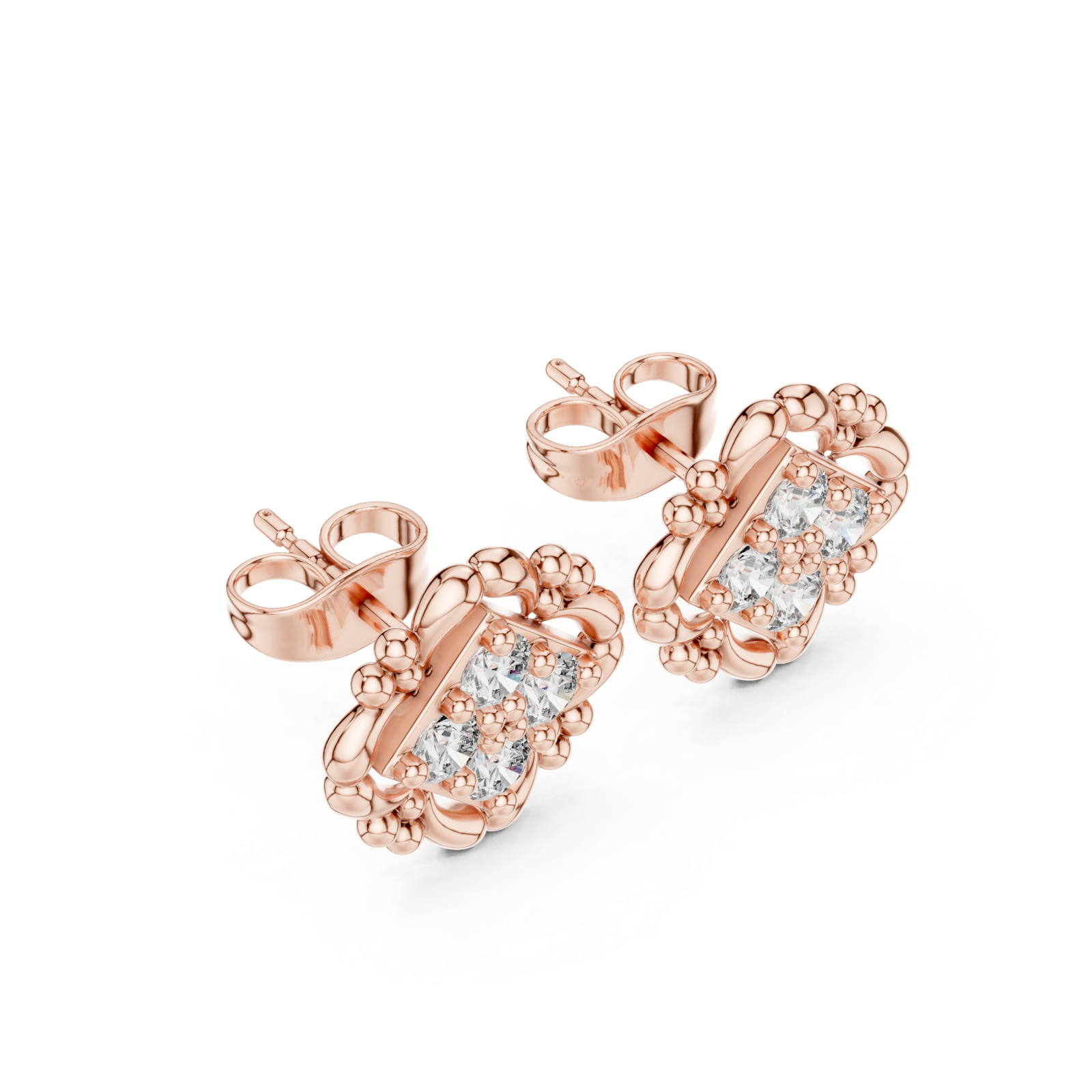  Rose Gold Luminous Blossom Circle Earrings Right View