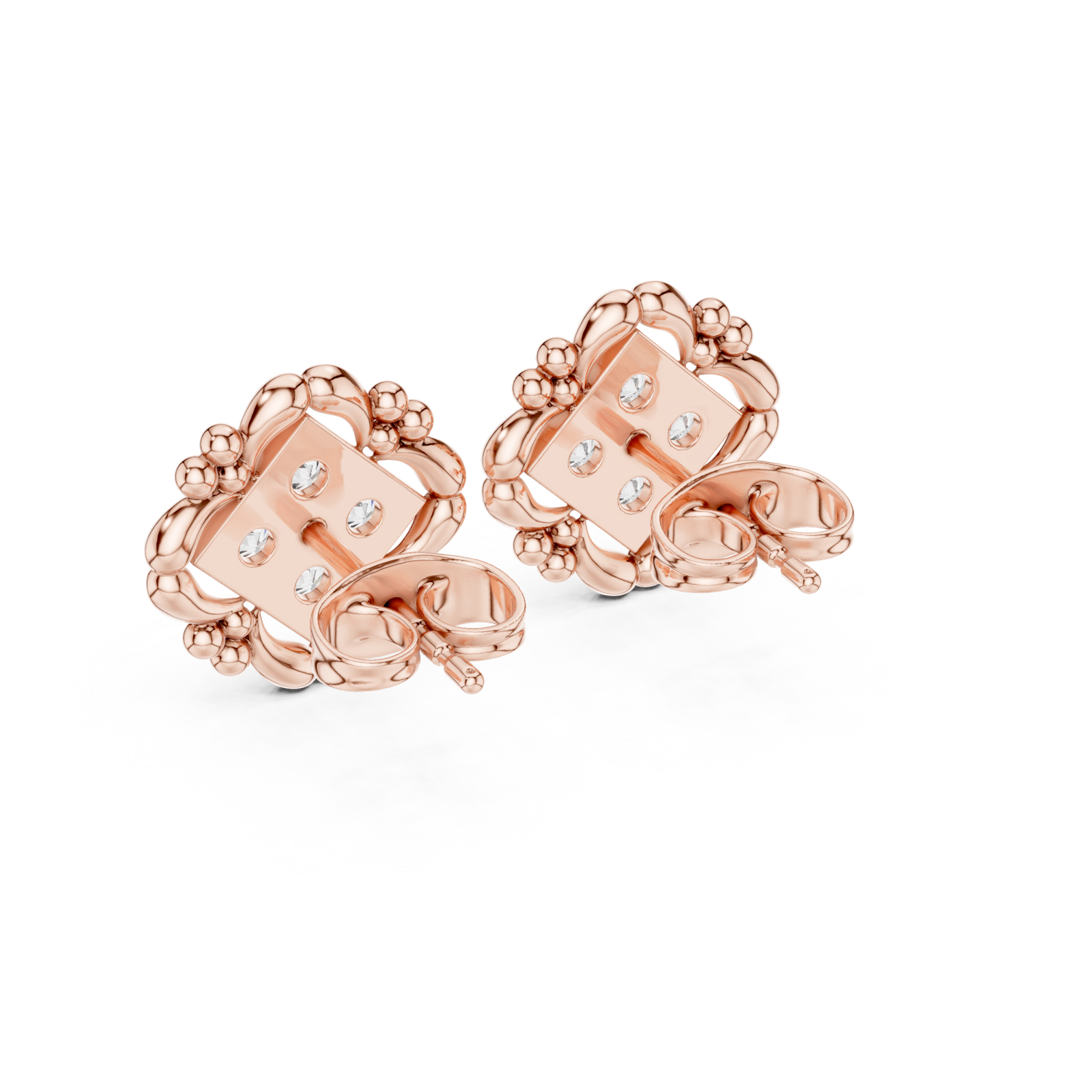  Rose Gold Luminous Blossom Circle Earrings Side View