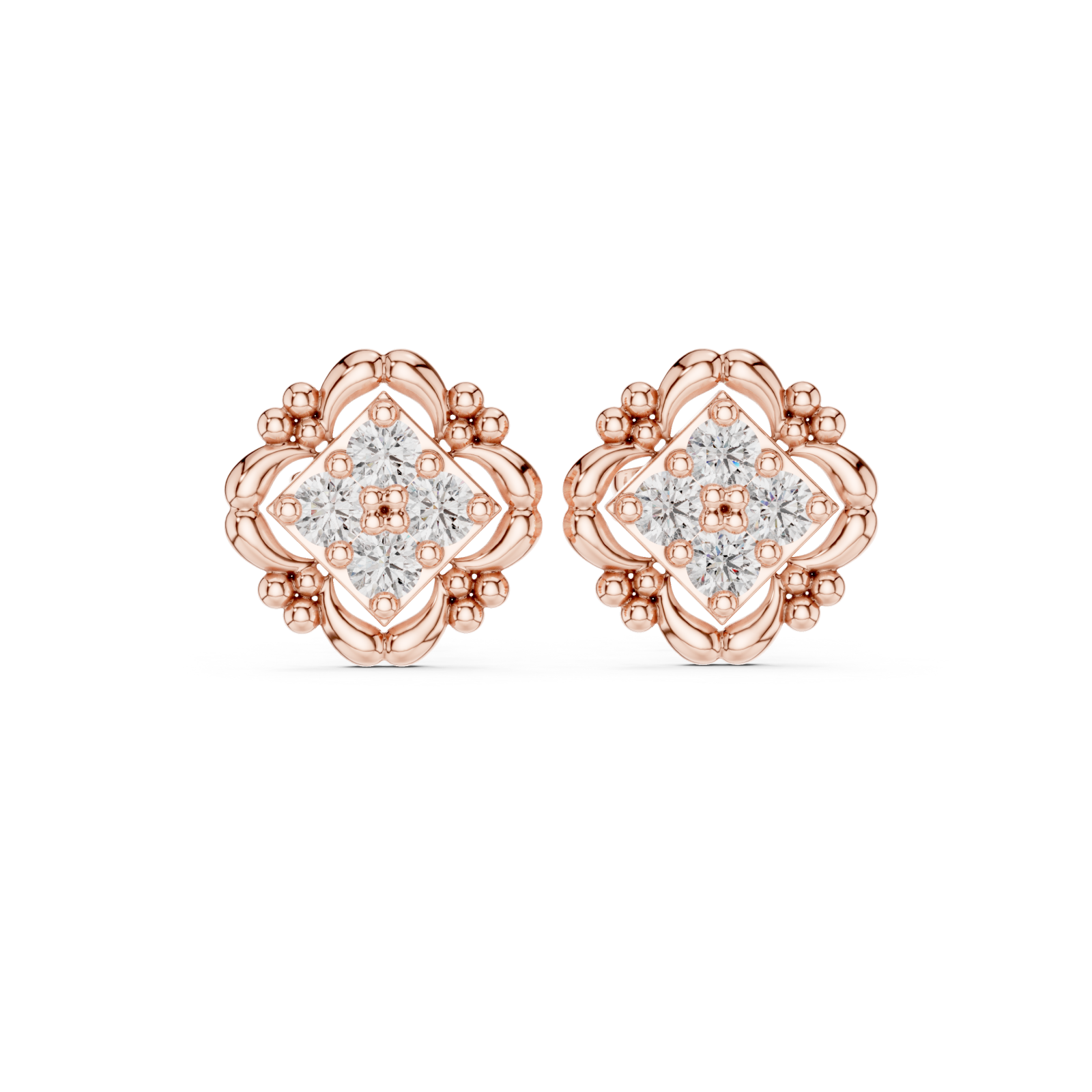  Rose Gold Luminous Blossom Circle Earrings Front View