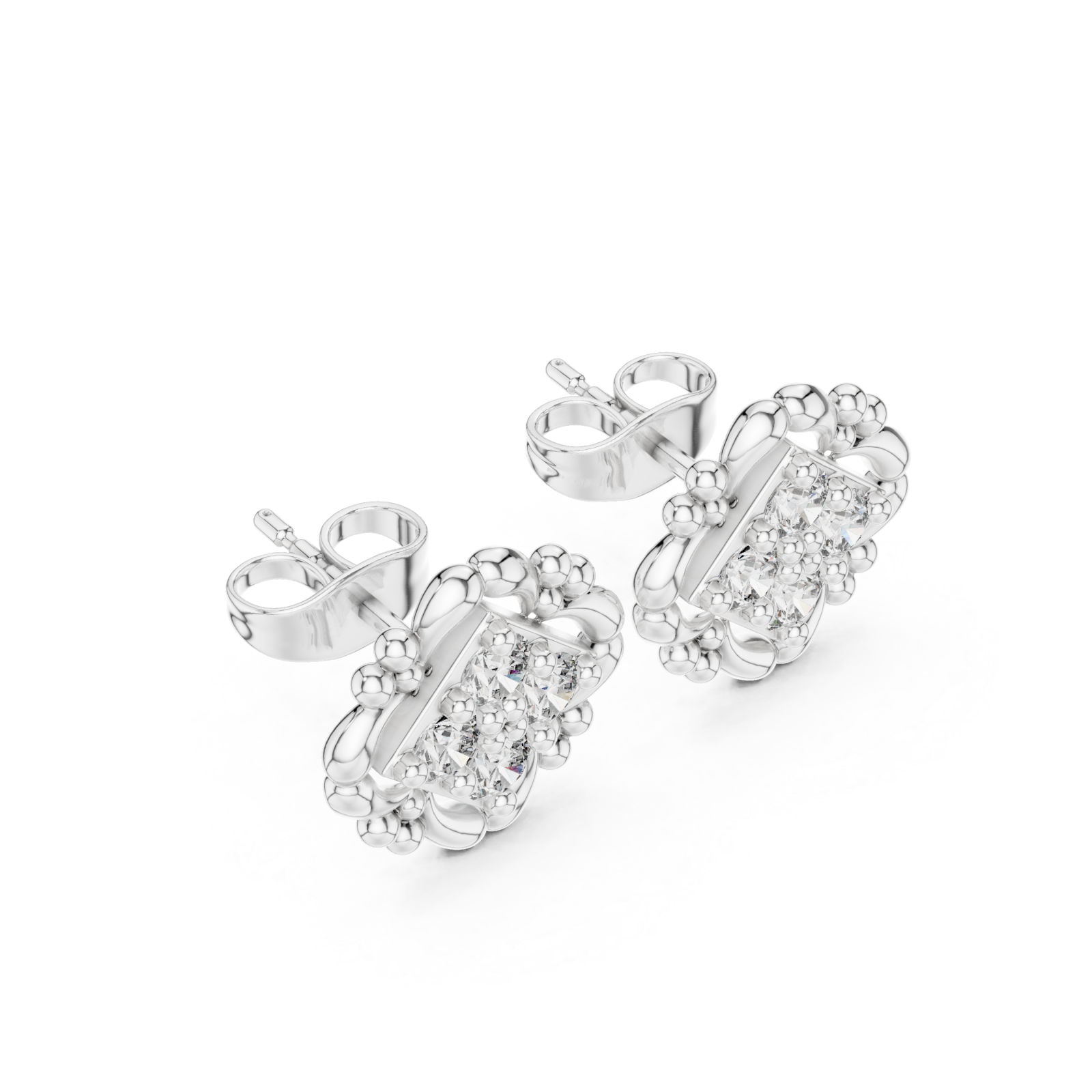  White Gold Luminous Blossom Circle Earrings Right View