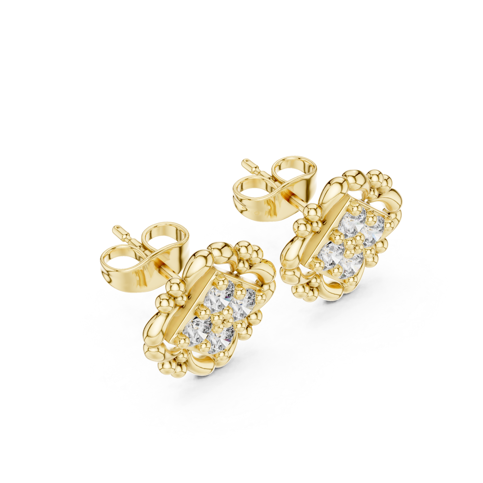 Gold Luminous Blossom Circle Earrings Right View