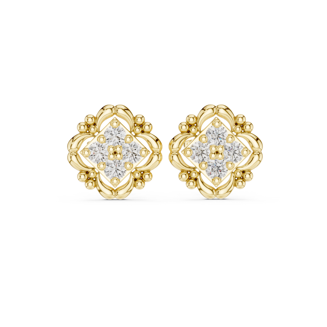 Gold Luminous Blossom Circle Earrings Right View