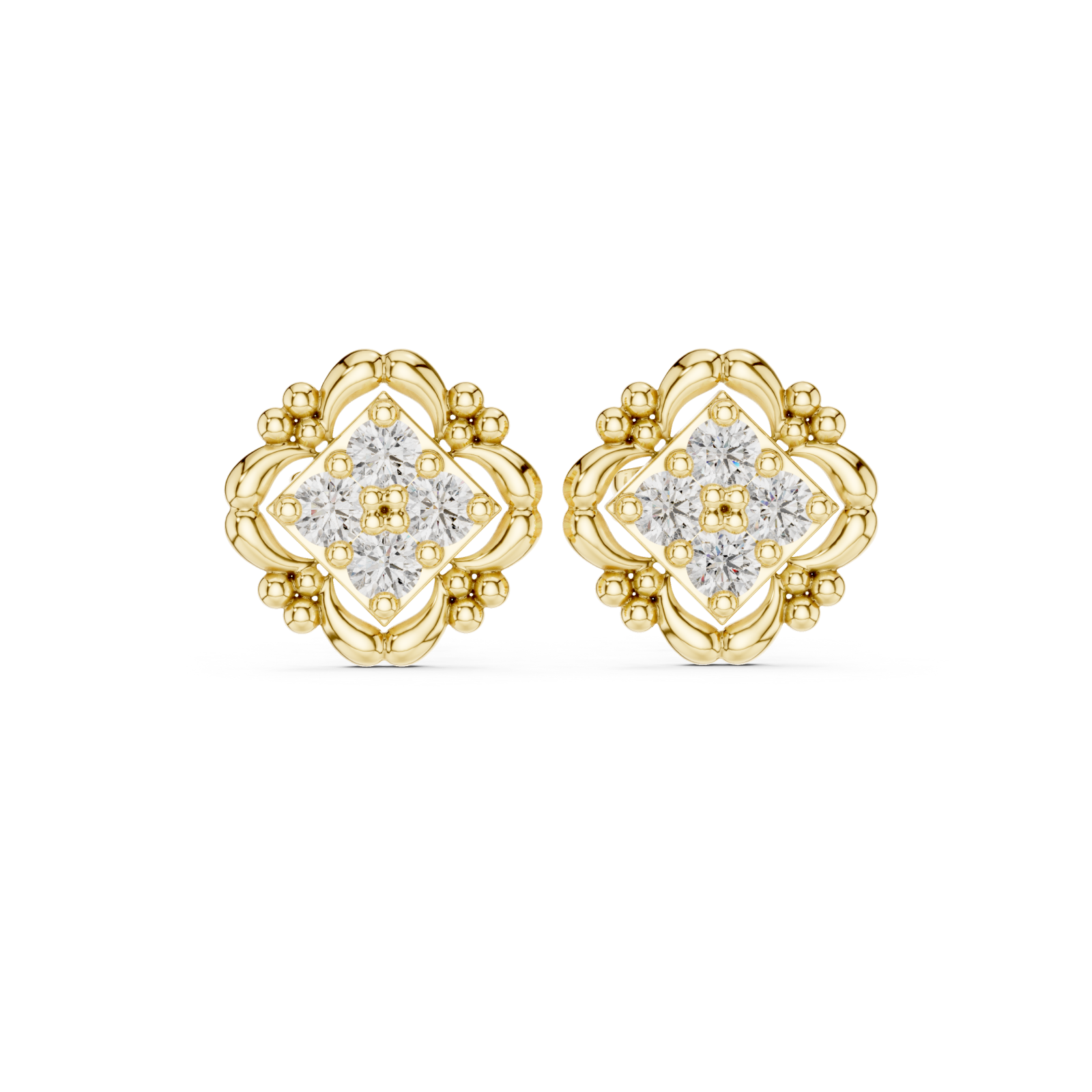  Gold Luminous Blossom Circle Earrings Front View