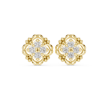  Gold Luminous Blossom Circle Earrings Front View