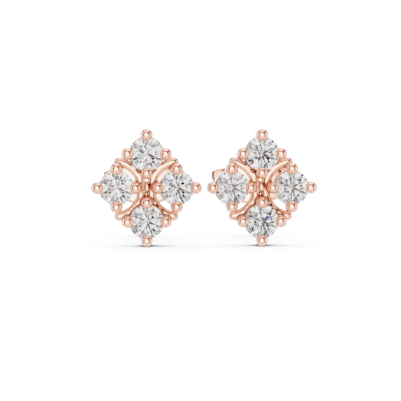  Rose Gold Sleek Twinkle Geometric Studs Front View