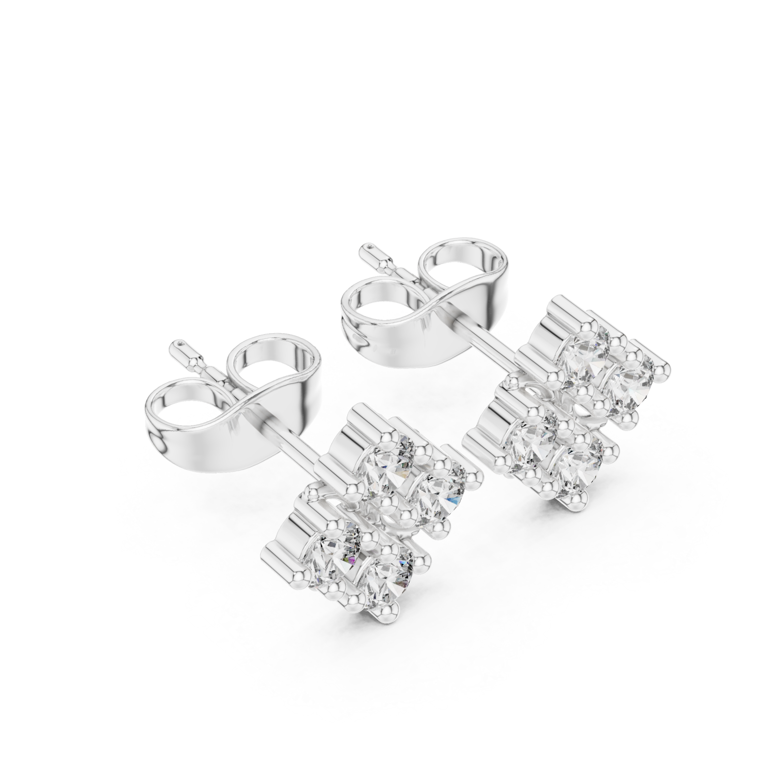  White Gold Sleek Twinkle Geometric Studs Right View