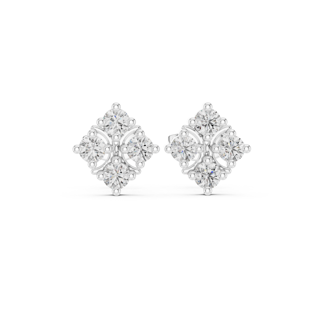  White Gold Sleek Twinkle Geometric Studs Right View