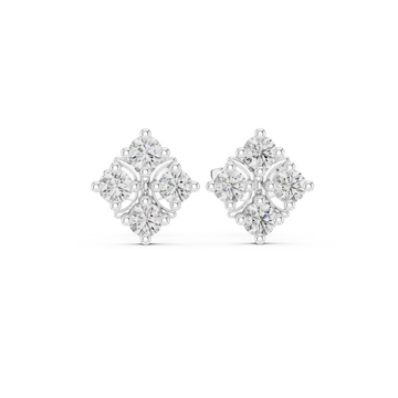  White Gold Sleek Twinkle Geometric Studs Front View