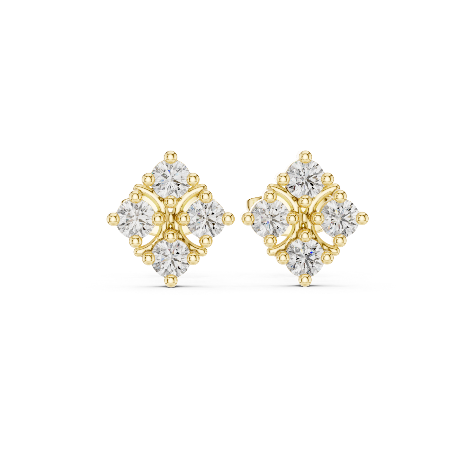  Gold Sleek Twinkle Geometric Studs Front View