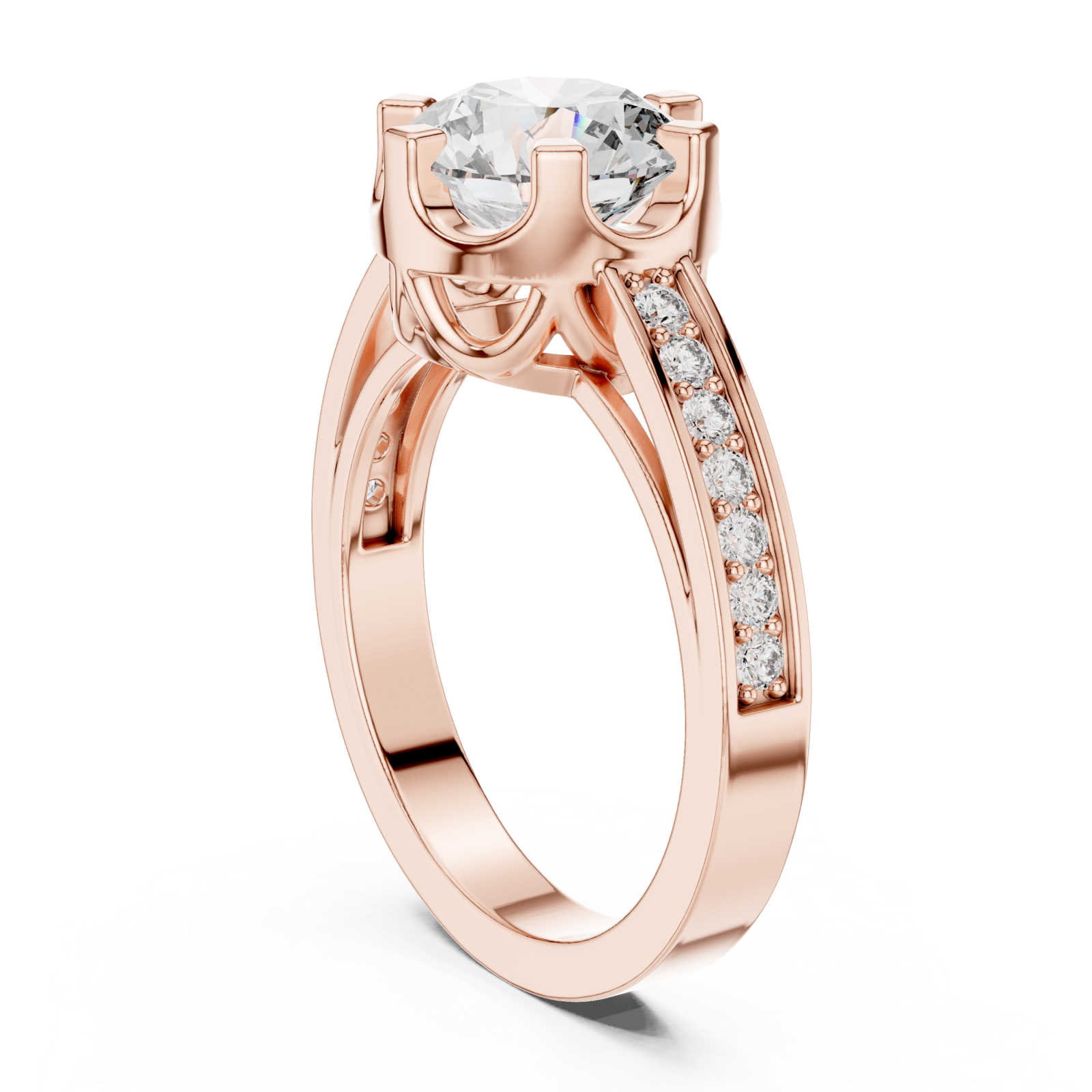  Rose Gold Eternal Spark Halo Band Ring Left View