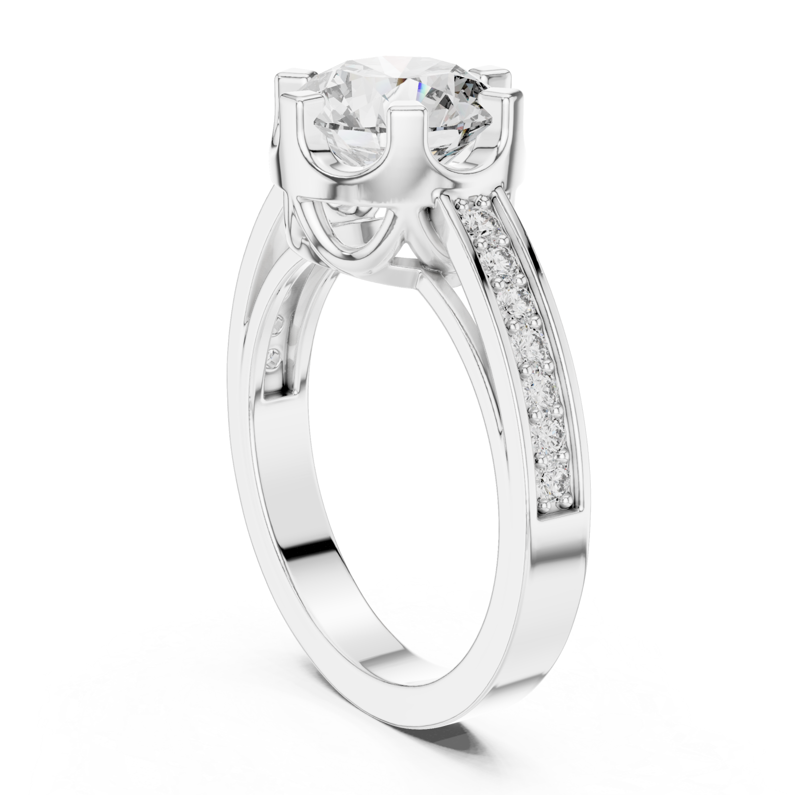  White Gold Eternal Spark Halo Band Ring Left View