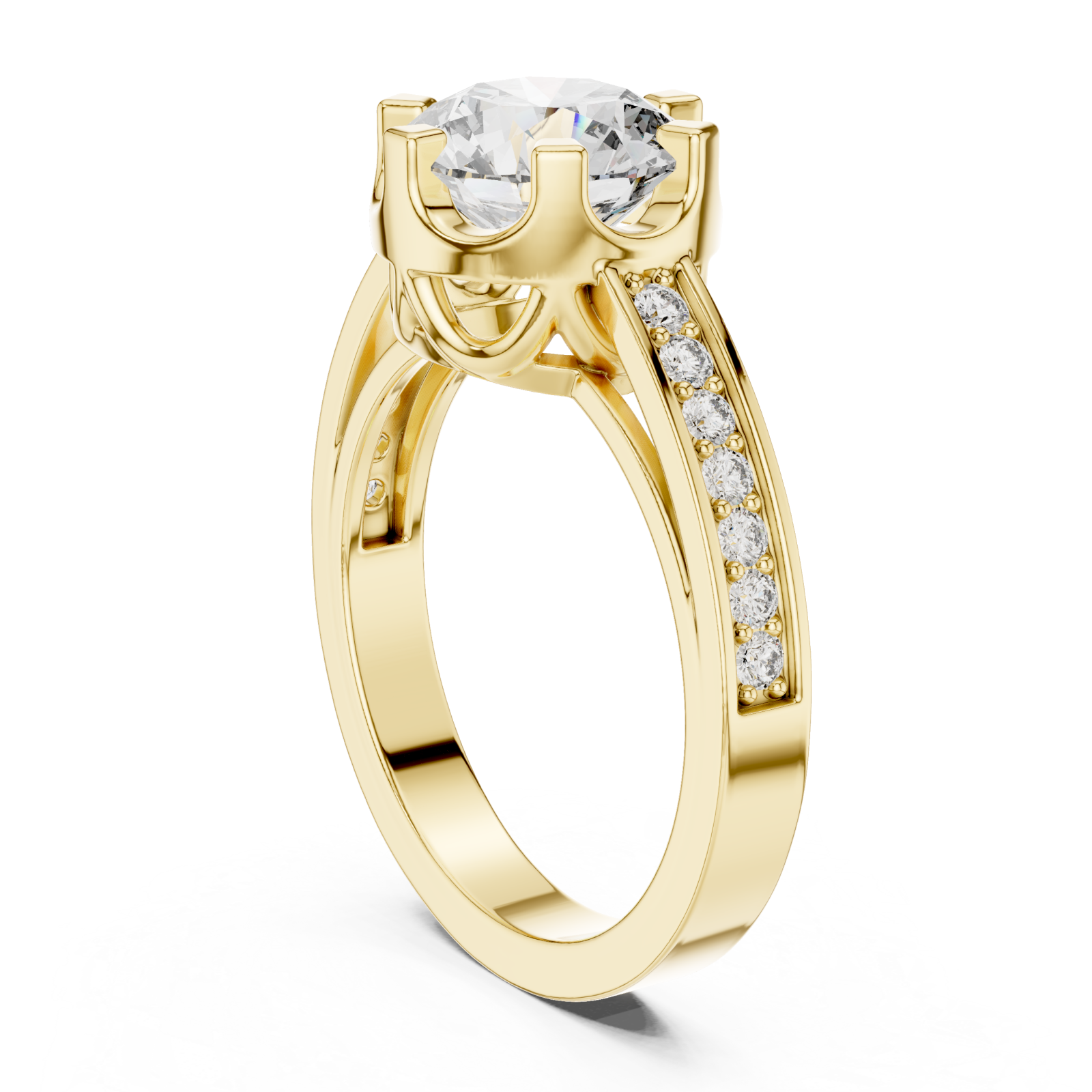  Gold Eternal Spark Halo Band Ring Left View