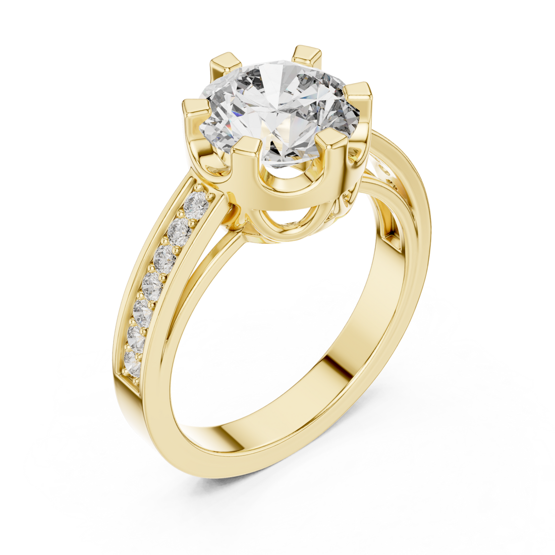 Gold Eternal Spark Halo Band Ring Right View