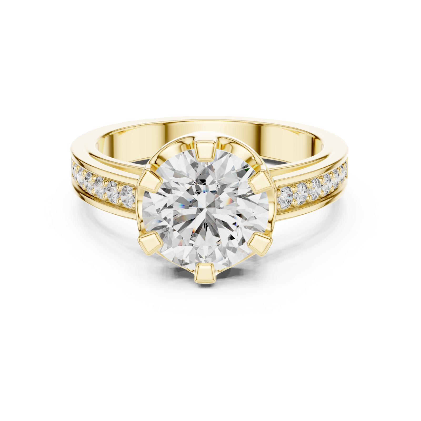  Gold Eternal Spark Halo Band Ring Front View