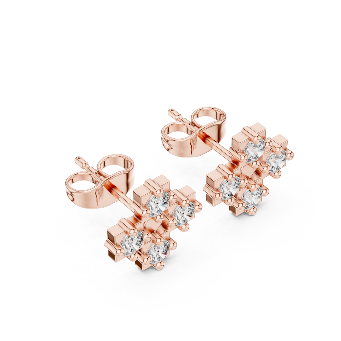  Rose Gold Twilight Radiance Architectural Stud Earrings Right View