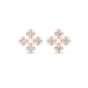  Rose Gold Twilight Radiance Architectural Stud Earrings Front View
