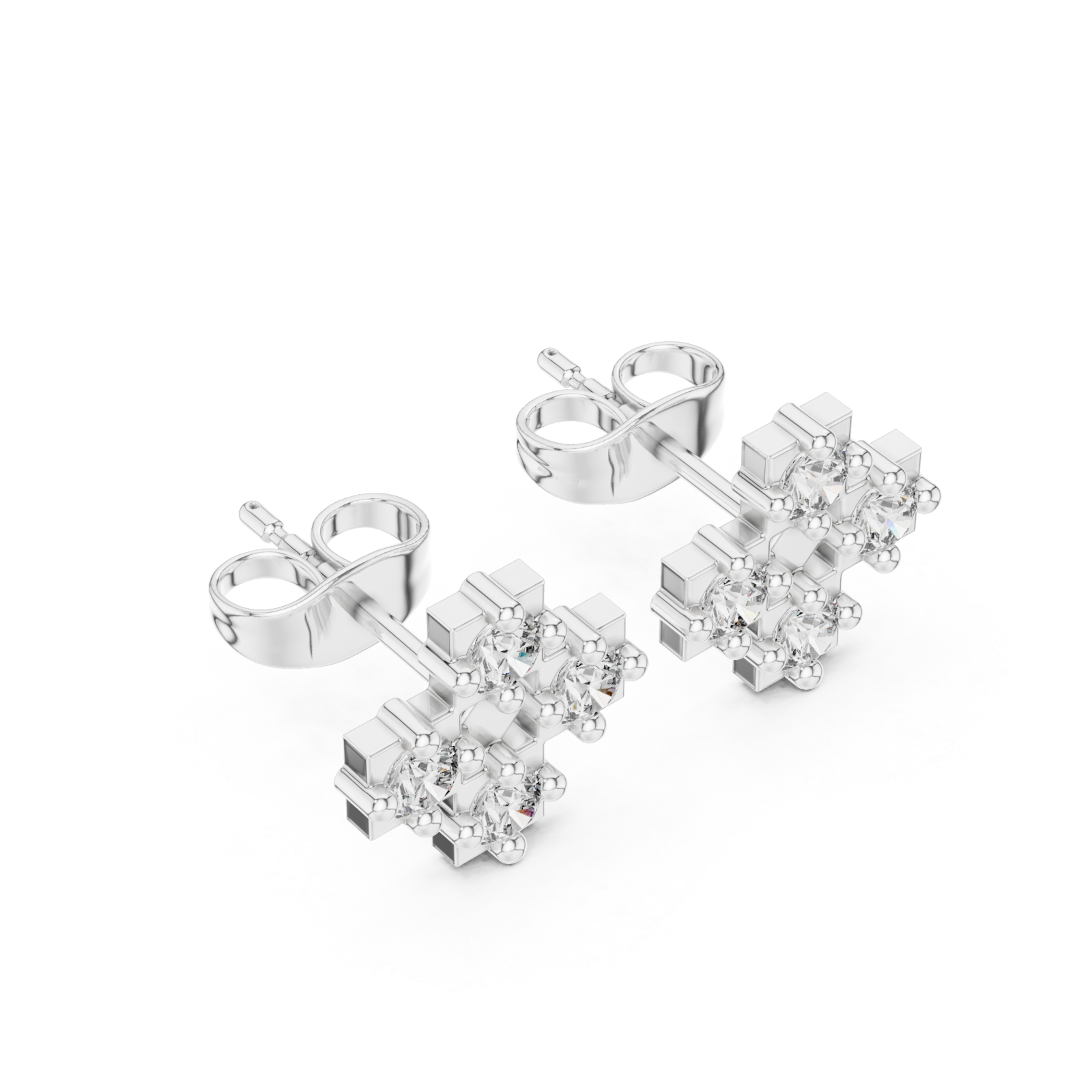  White Gold Twilight Radiance Architectural Stud Earrings Right View