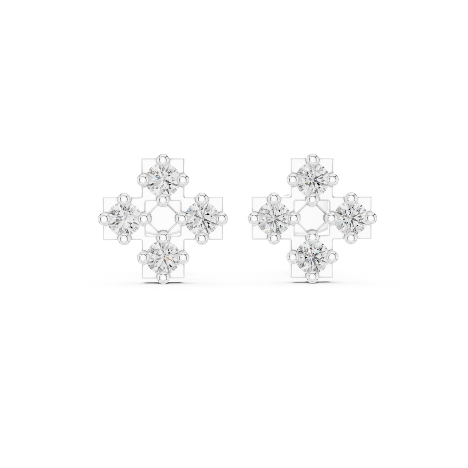  White Gold Twilight Radiance Architectural Stud Earrings Front View