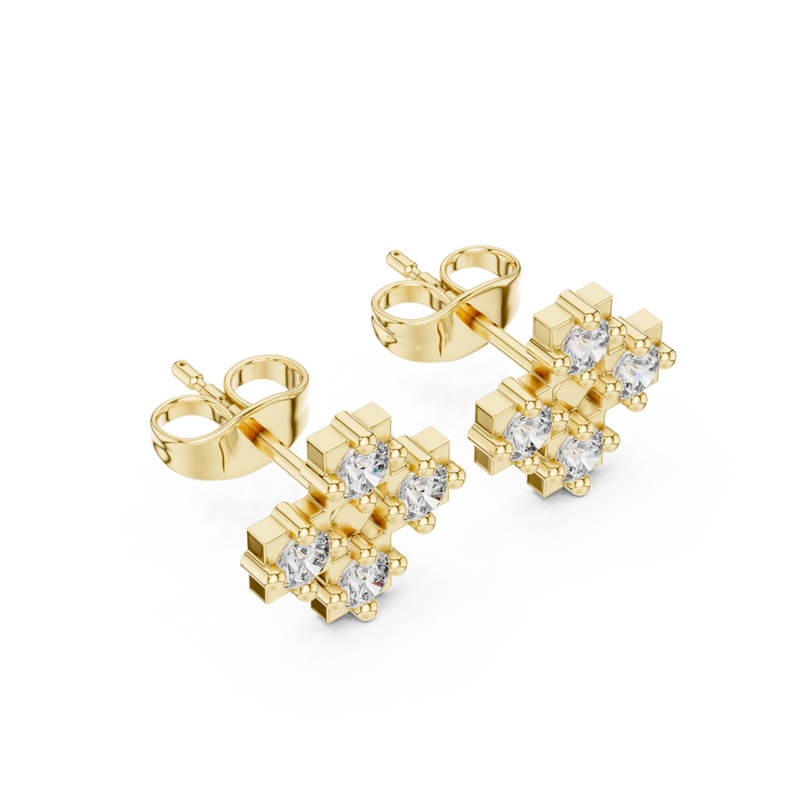 Gold Twilight Radiance Architectural Stud Earrings Right View