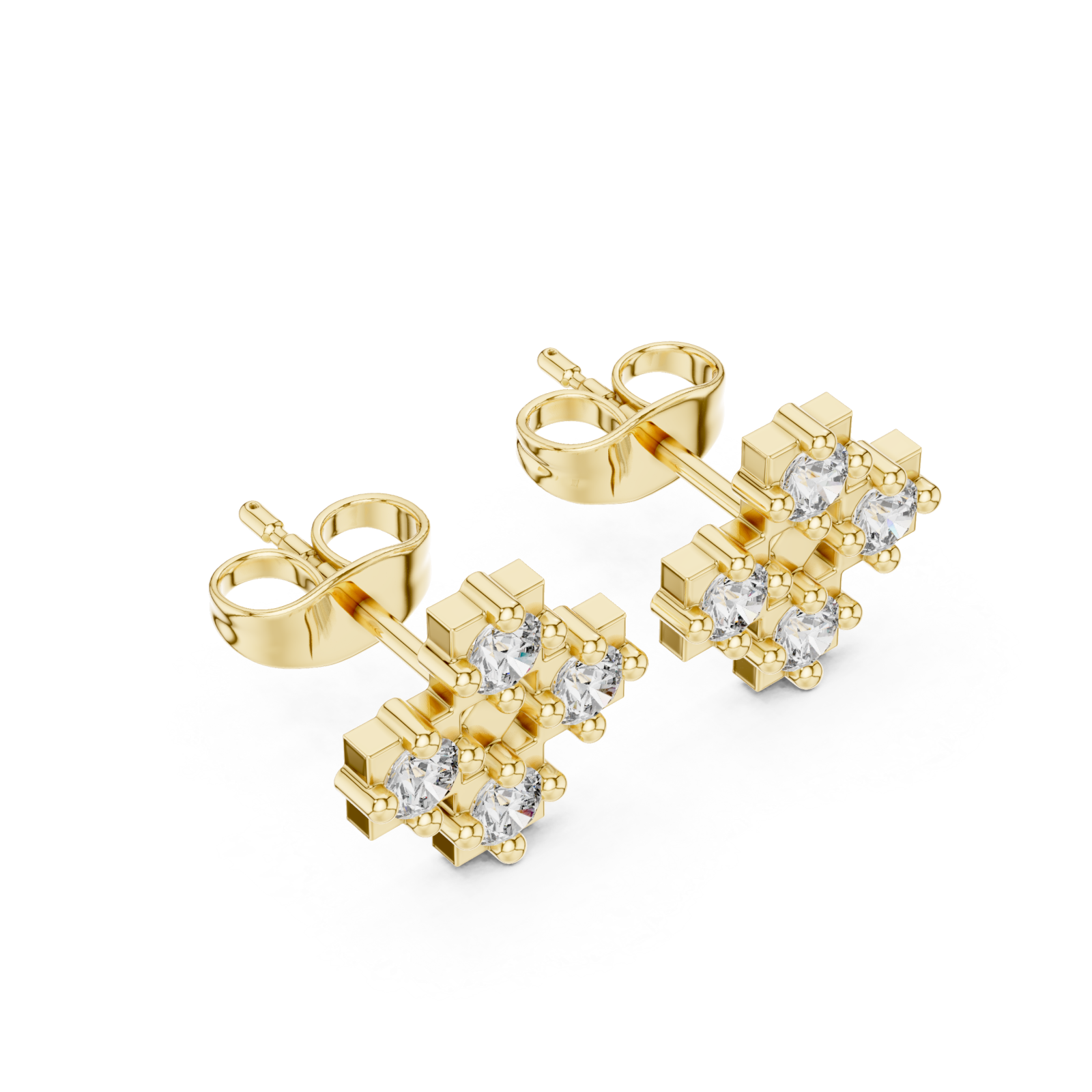 Gold Twilight Radiance Architectural Stud Earrings Right View