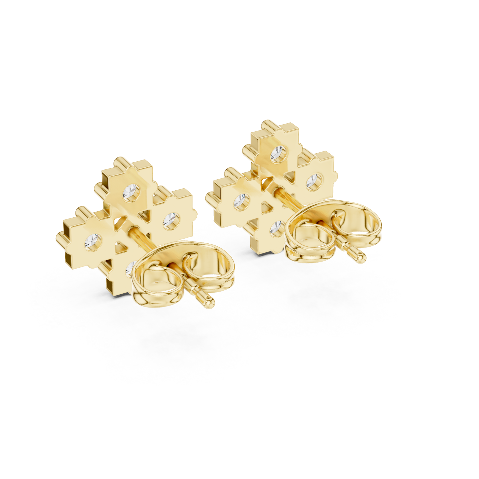  Gold Twilight Radiance Architectural Stud Earrings Side View