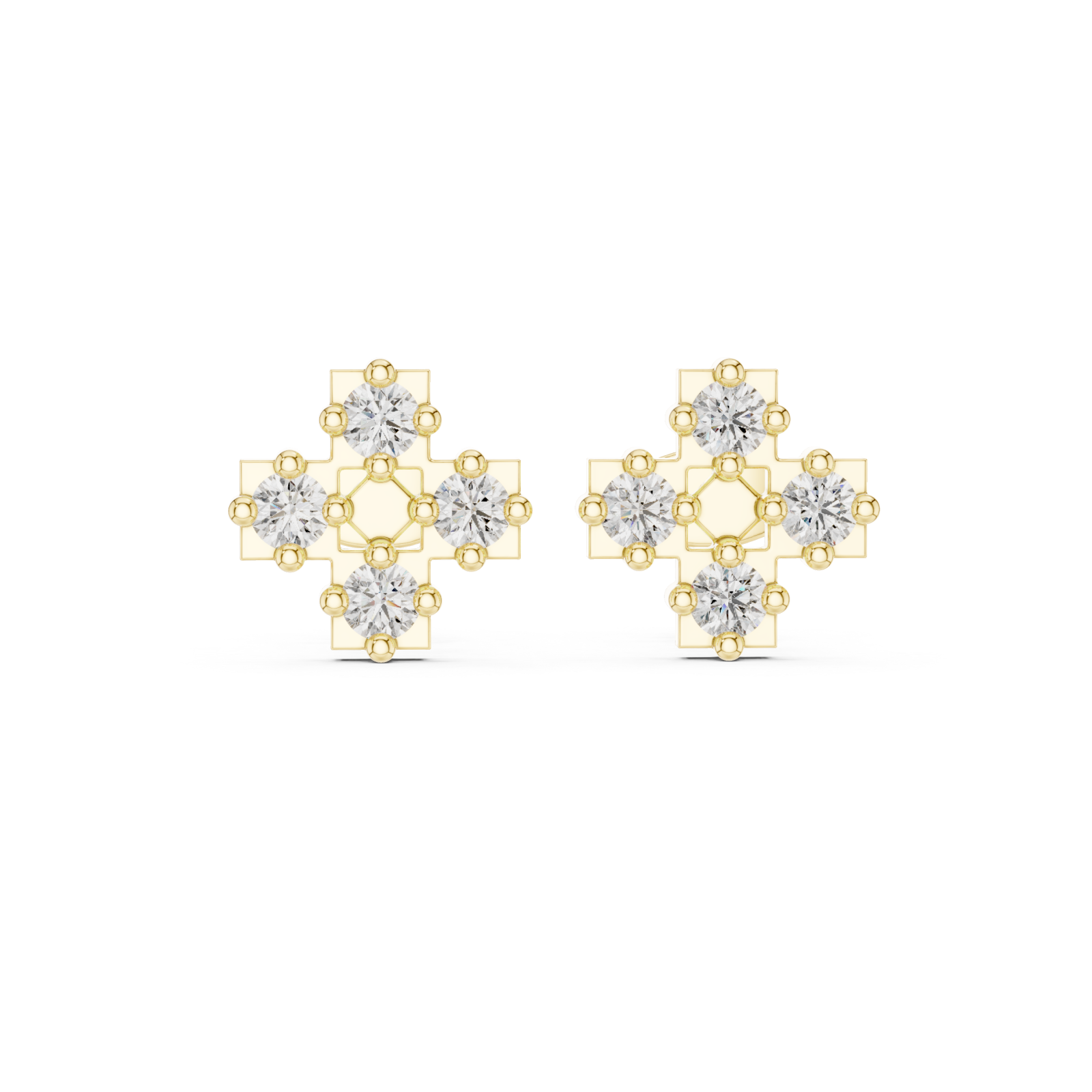  Gold Twilight Radiance Architectural Stud Earrings Front View