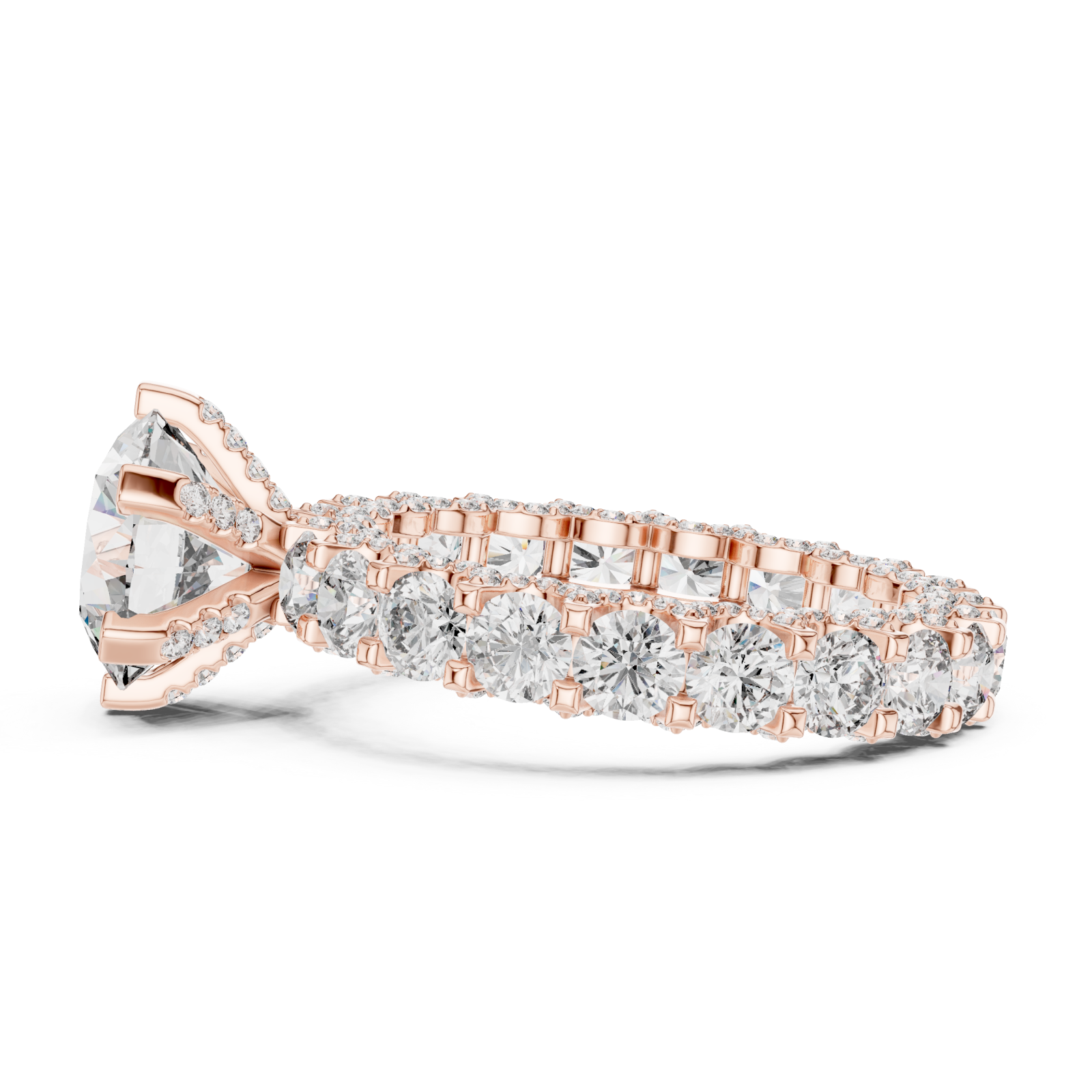  Rose Gold Opulent Cascade Crown Ring Side View