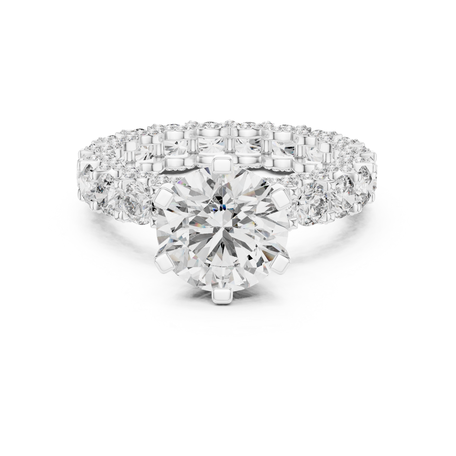 White Gold Opulent Cascade Crown Ring Front View