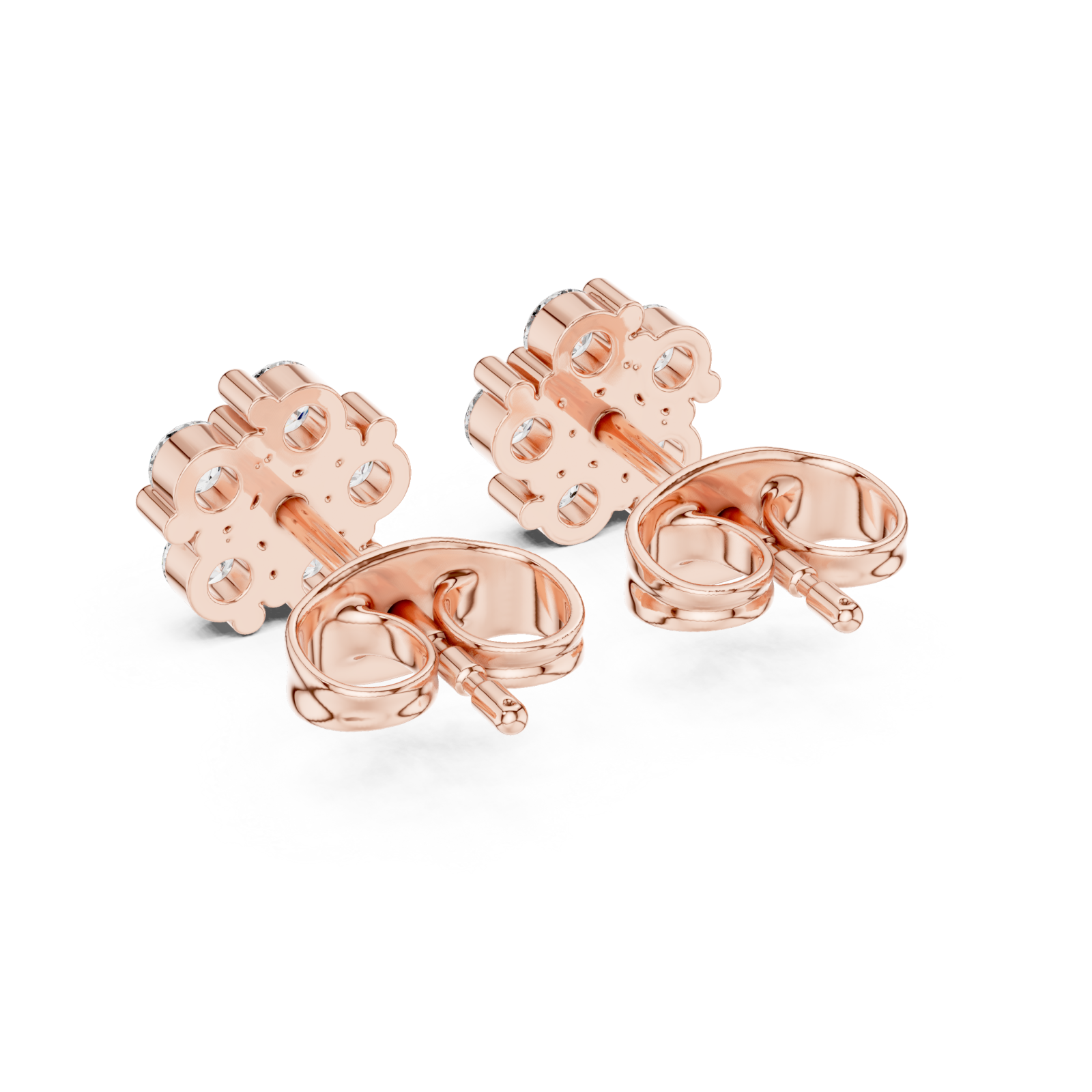  Rose Gold Twilight Blossom Stud Earrings Side View