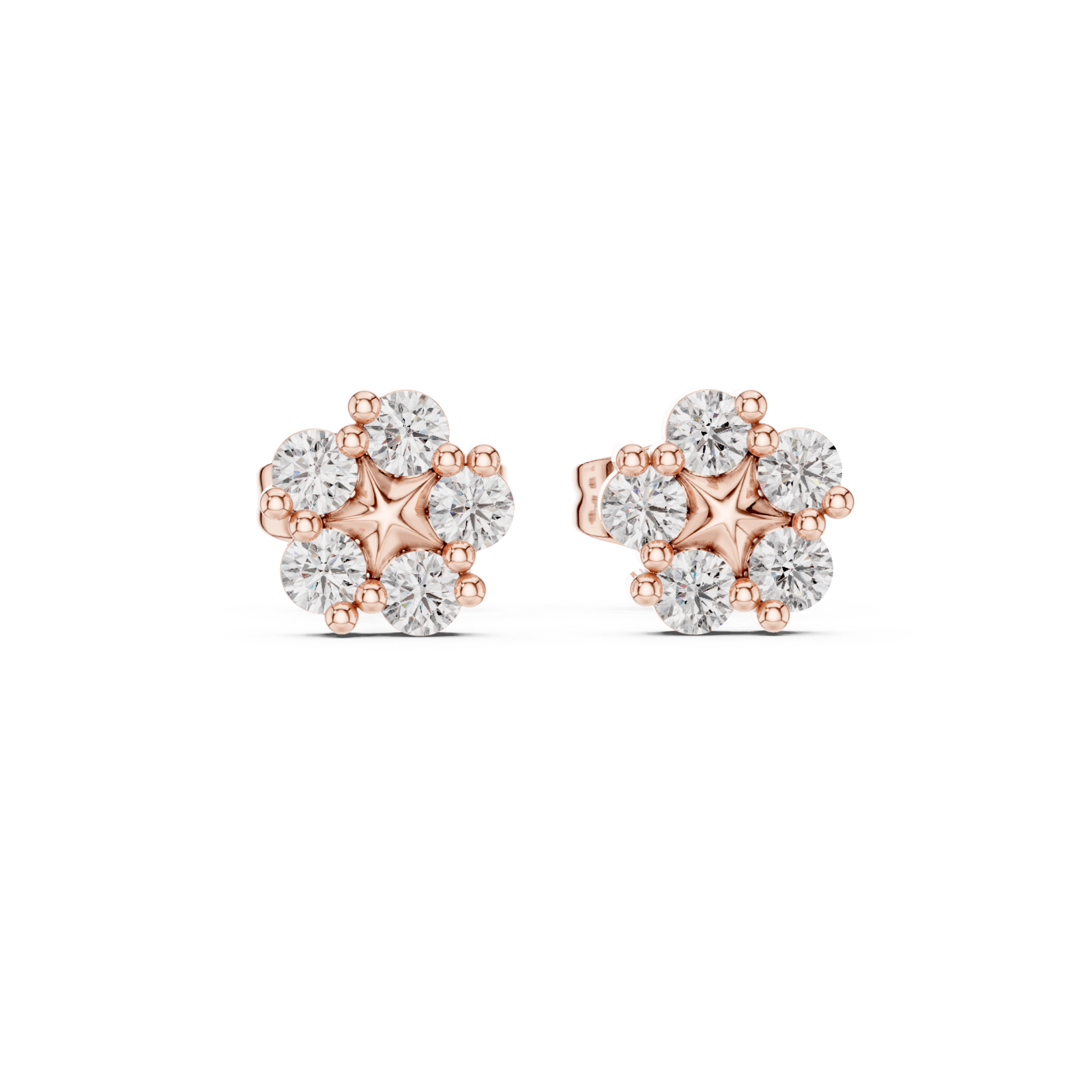  Rose Gold Twilight Blossom Stud Earrings Front View