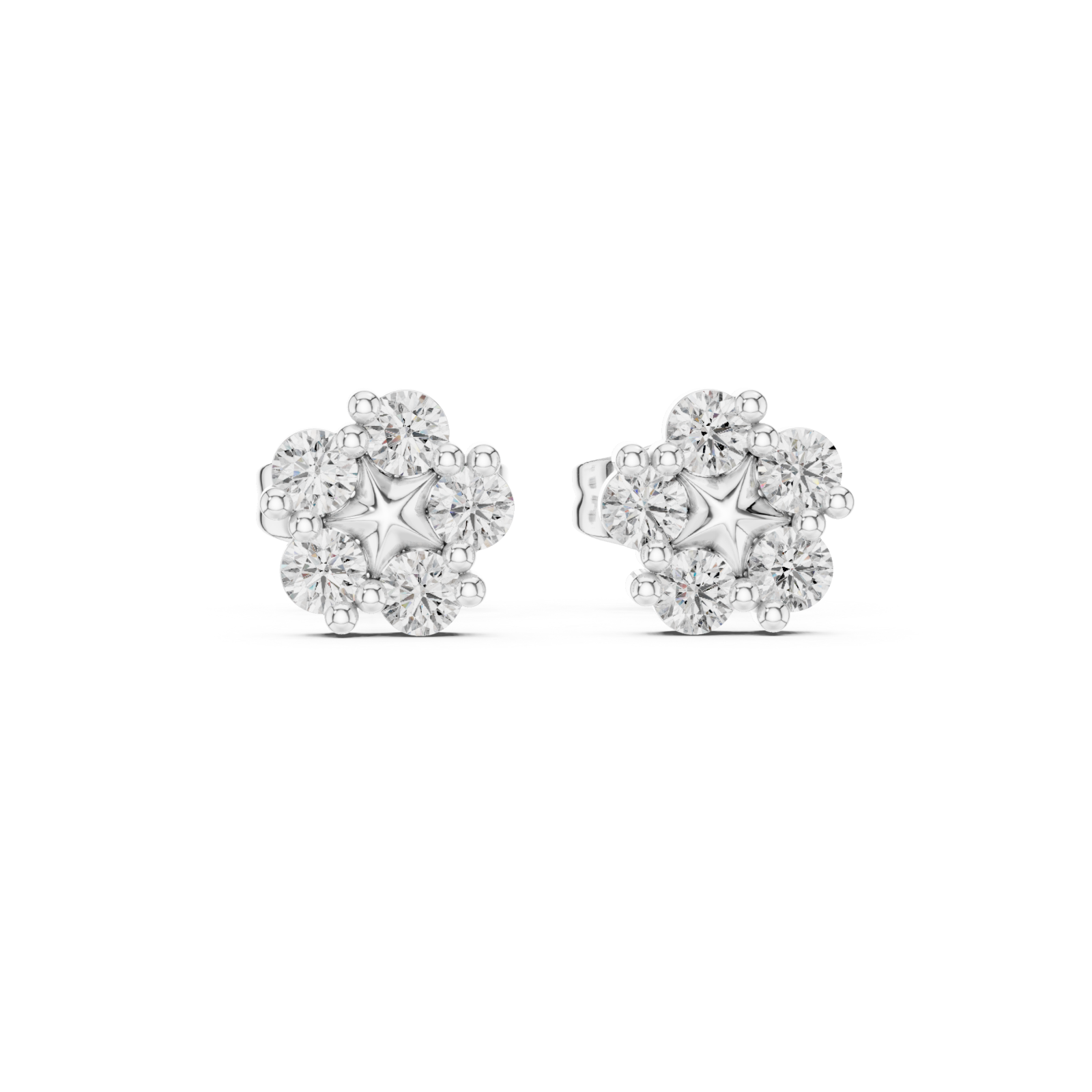 White Gold Twilight Blossom Stud Earrings Front View