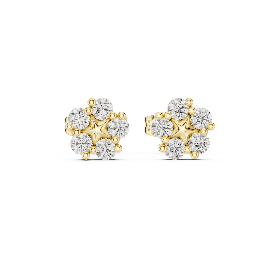 Gold Twilight Blossom Stud Earrings Right View