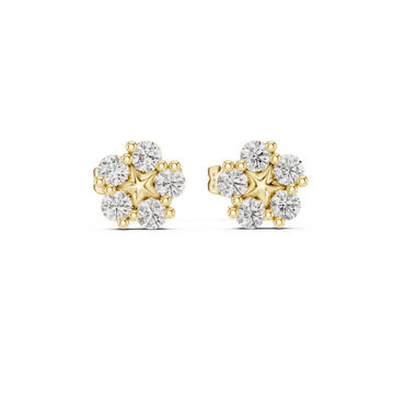  Gold Twilight Blossom Stud Earrings Front View