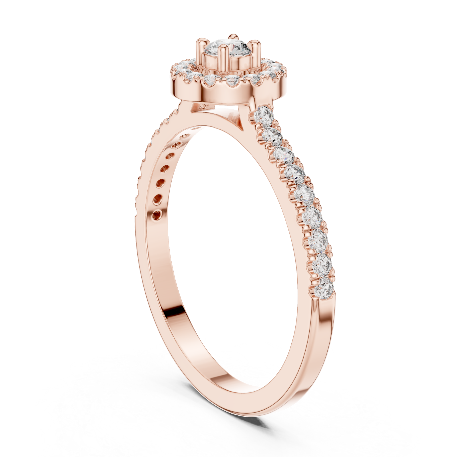  Rose Gold Glowing Halo Promise Ring Left View