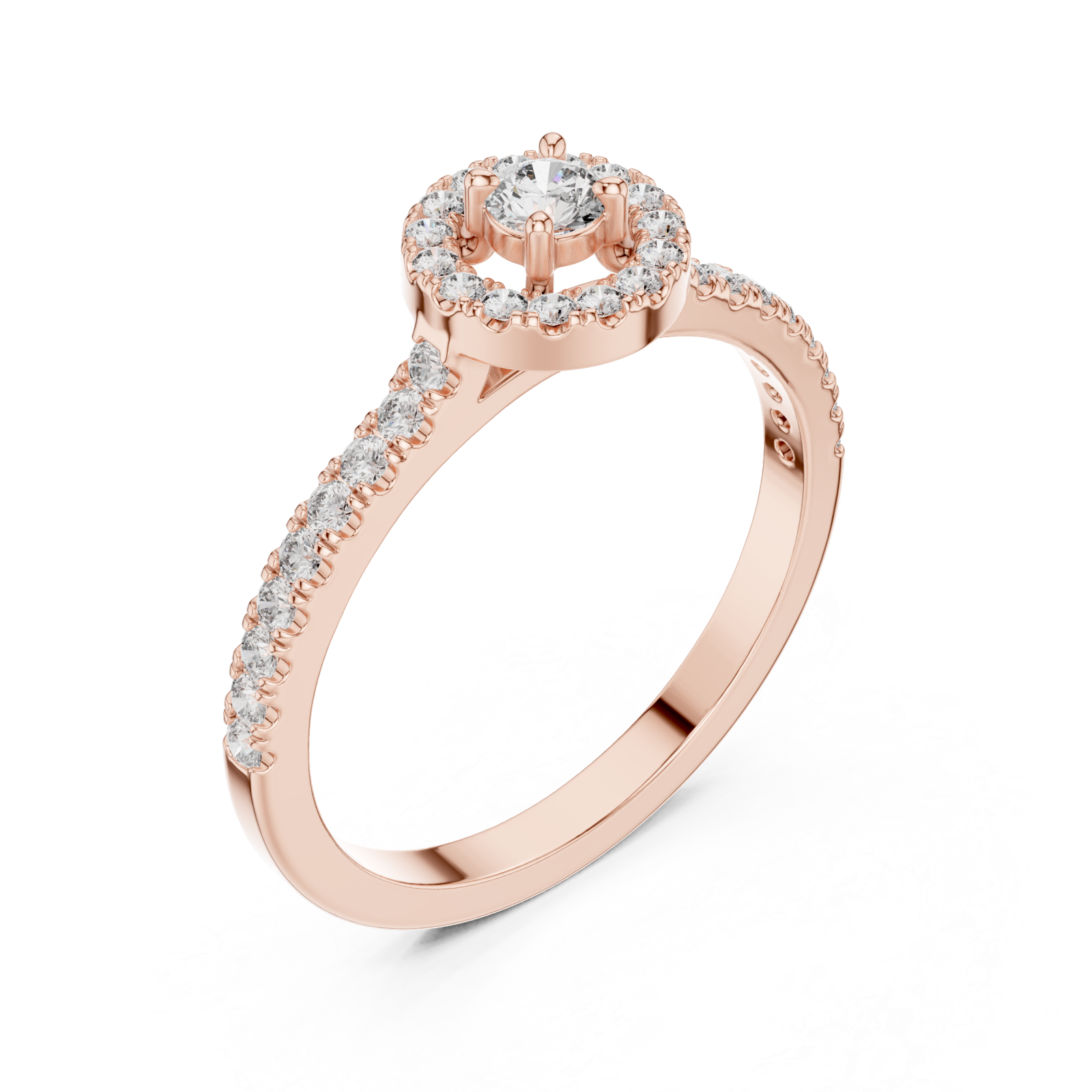  Rose Gold Glowing Halo Promise Ring Right View