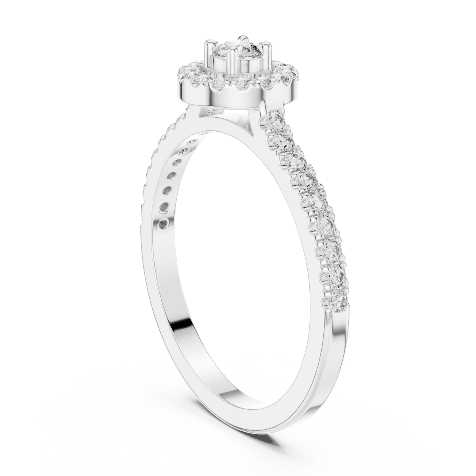  White Gold Glowing Halo Promise Ring Left View