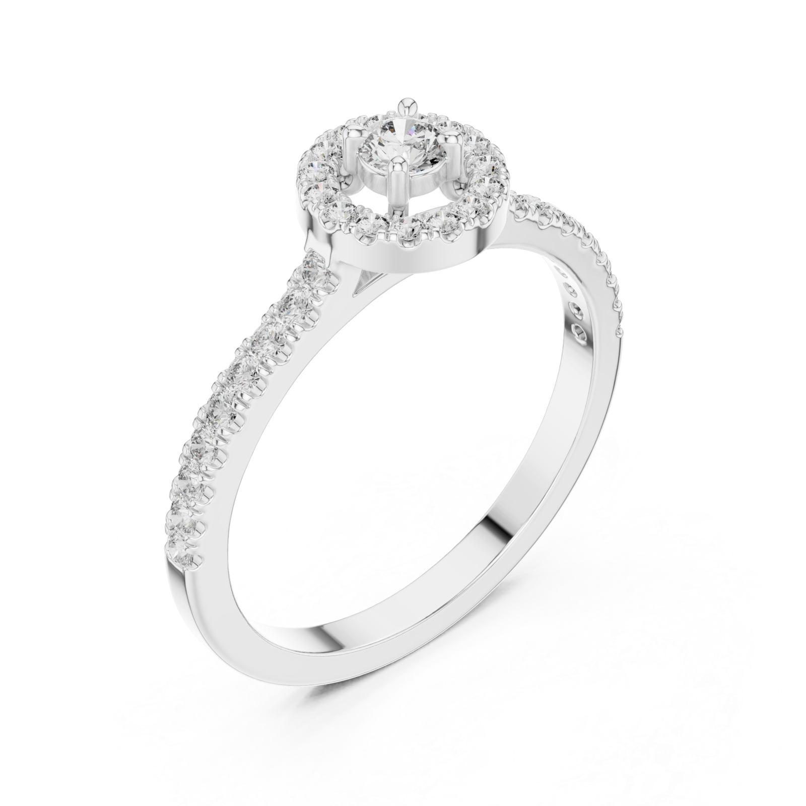  White Gold Glowing Halo Promise Ring Right View