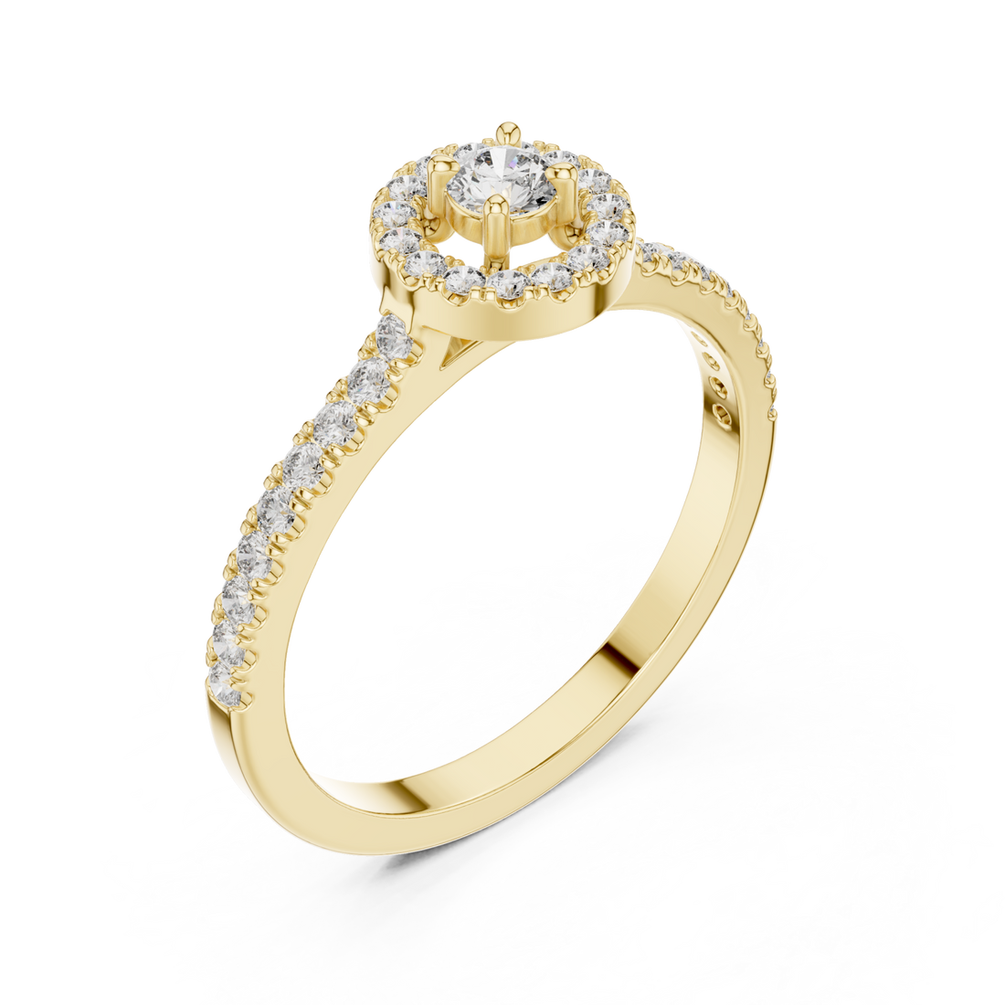 Gold Glowing Halo Promise Ring Right View