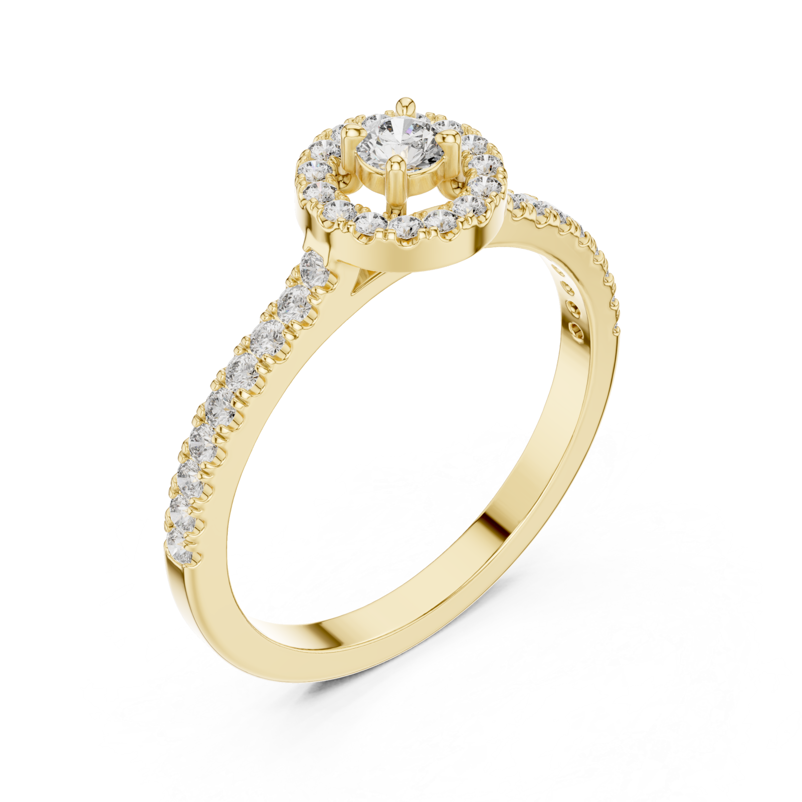 Gold Glowing Halo Promise Ring Right View