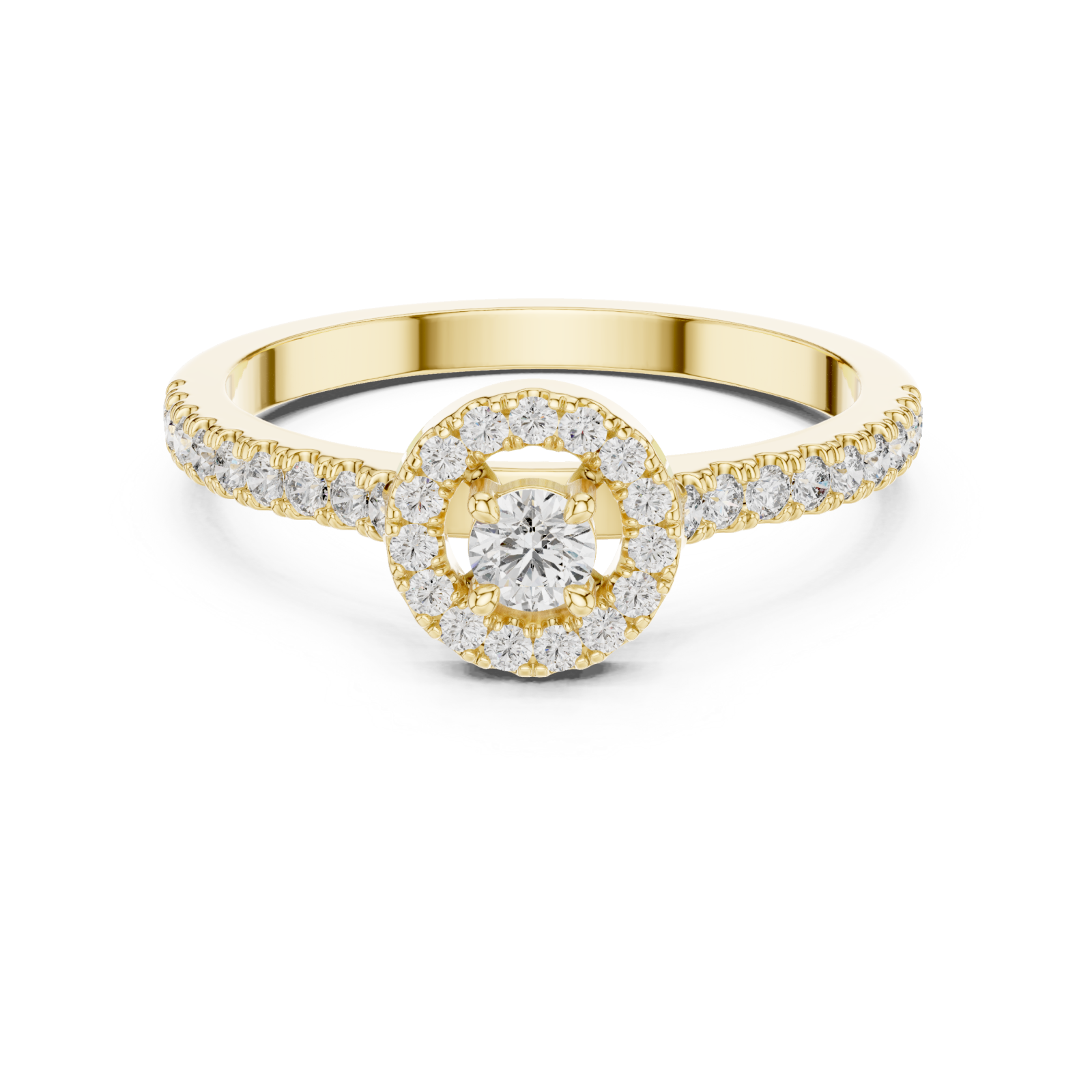  Gold Glowing Halo Promise Ring Front View