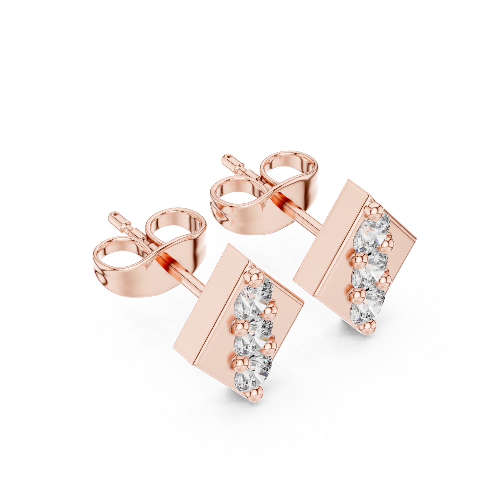  Rose Gold Chic Balanced Line Bar Studs Right View