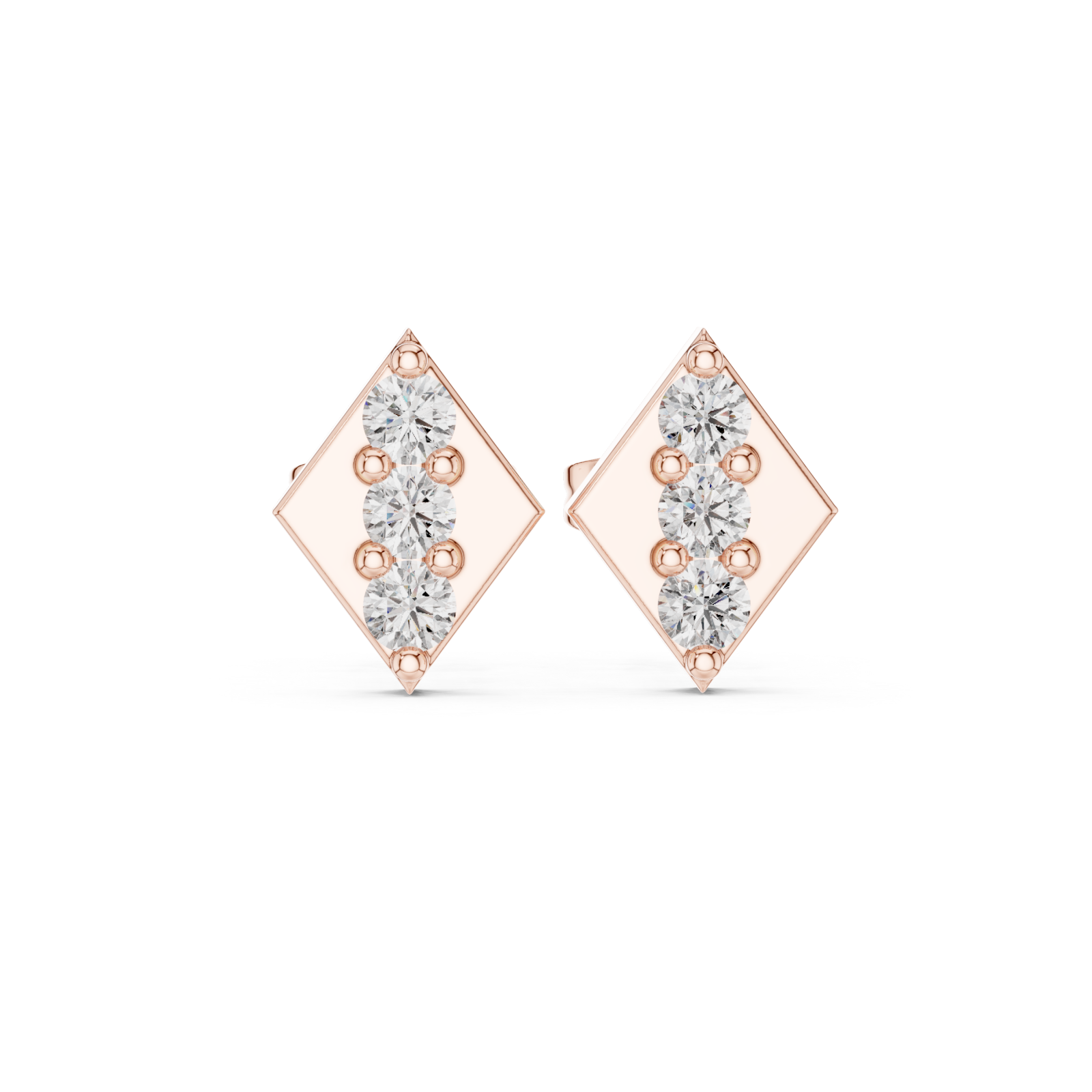  Rose Gold Chic Balanced Line Bar Studs Front View