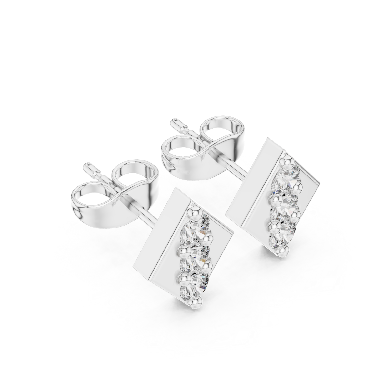 White Gold Chic Balanced Line Bar Studs Right View