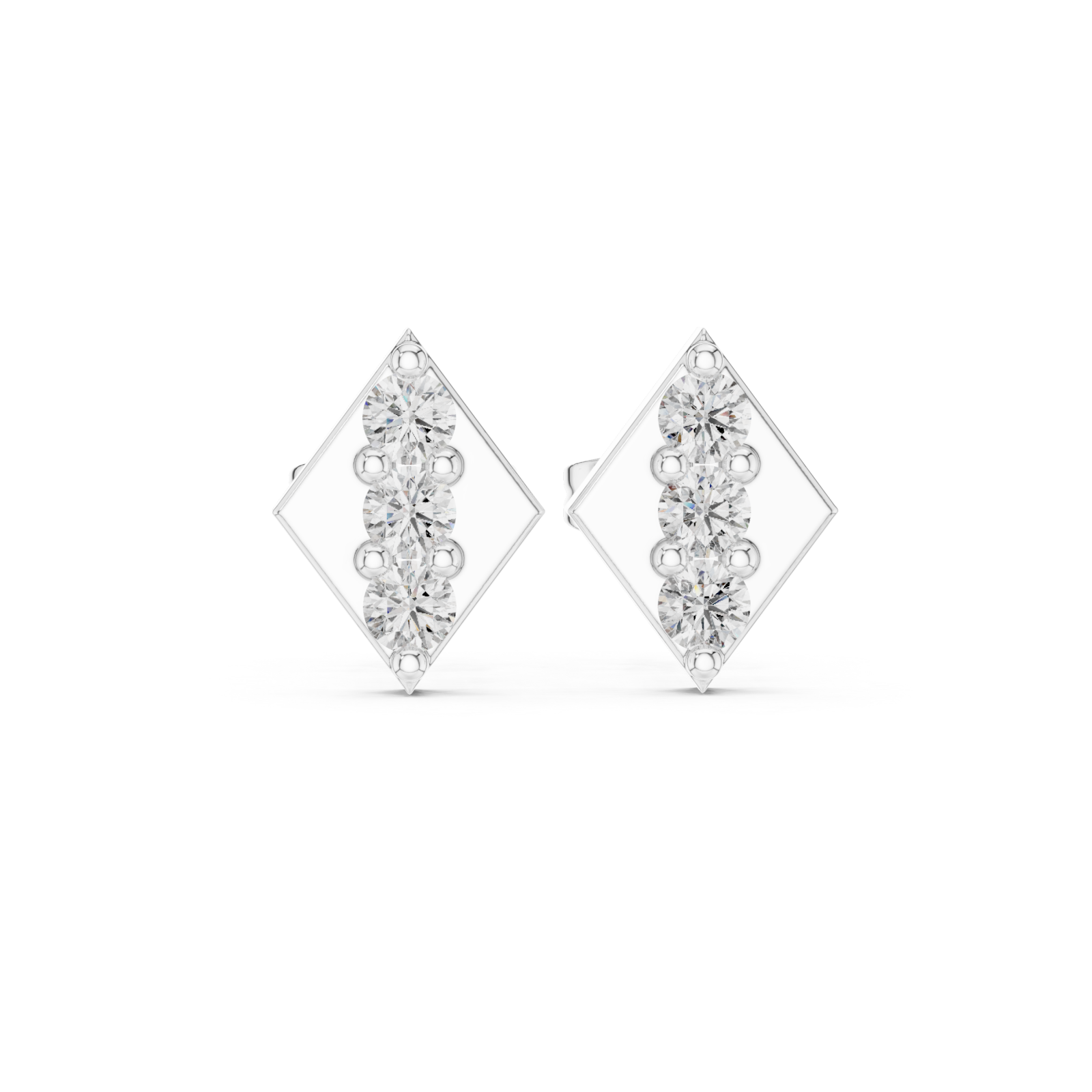  White Gold Chic Balanced Line Bar Studs Front View