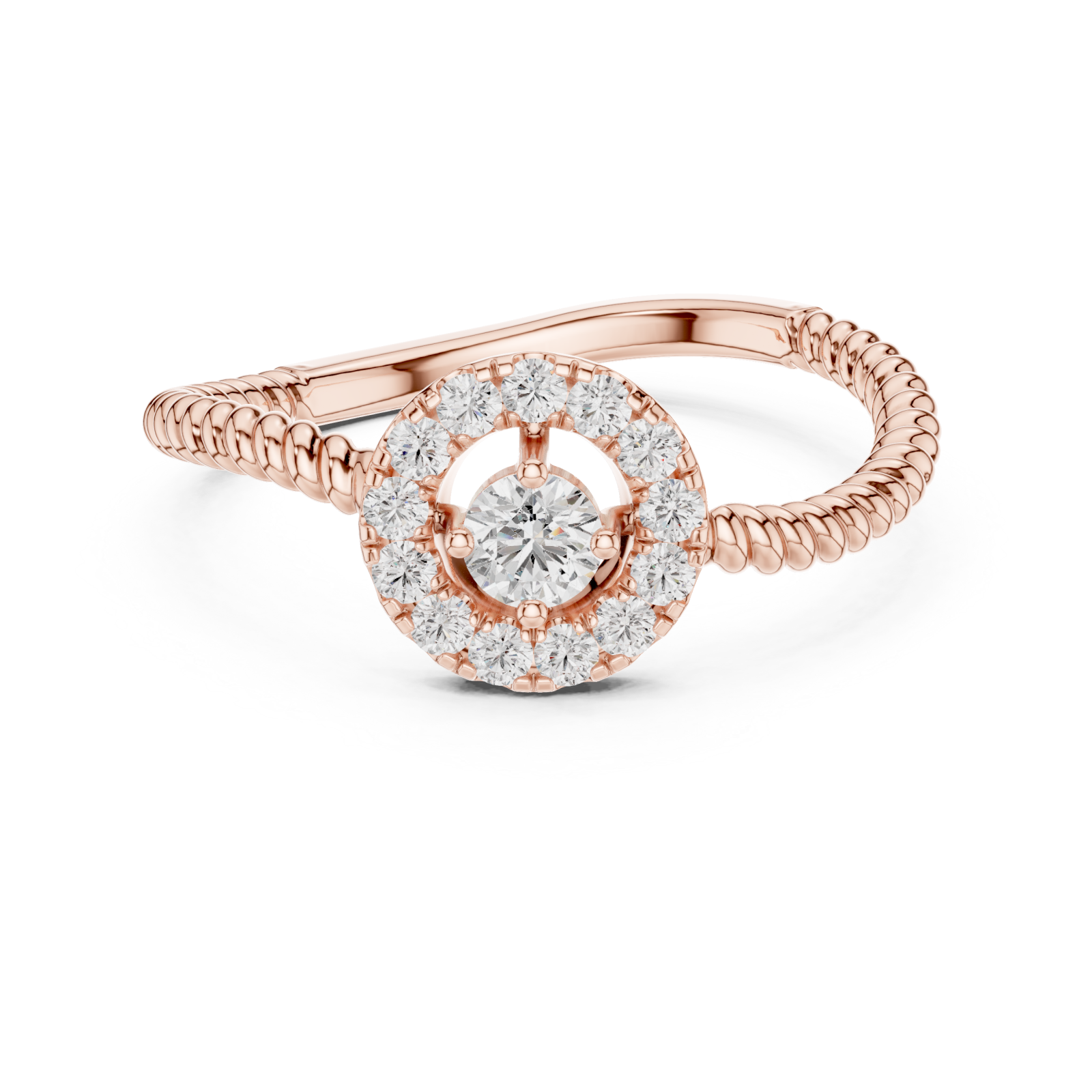  Rose Gold Celestial Radiance Petite Statement Ring Front View