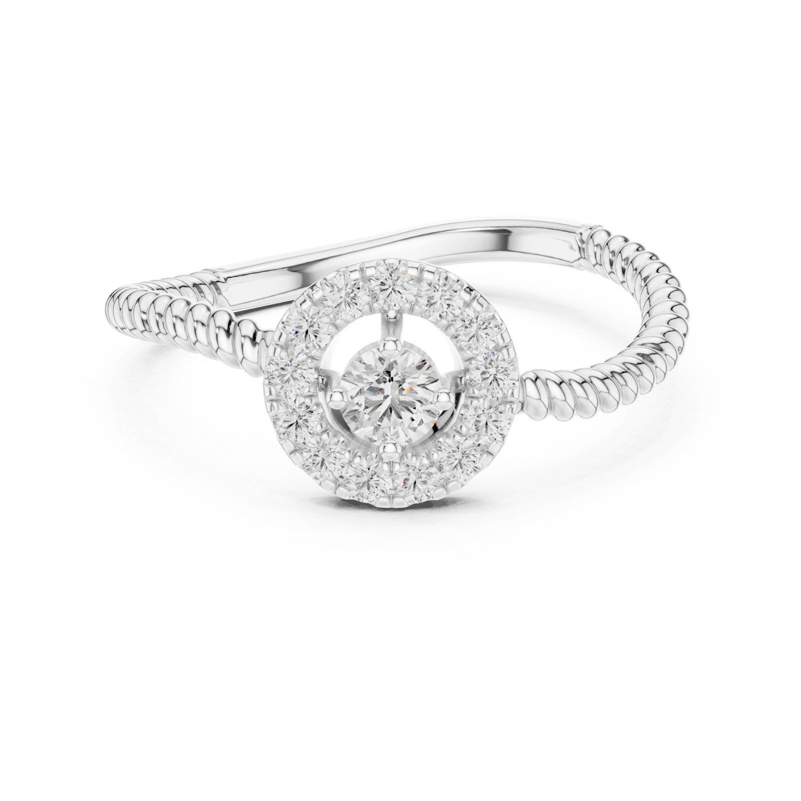  White Gold Celestial Radiance Petite Statement Ring Front View