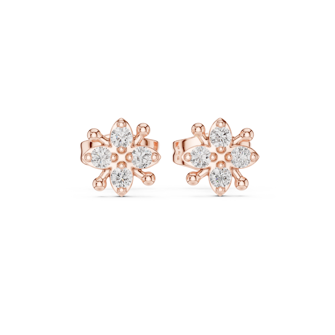  Rose Gold Radiant Blossom Petite Earrings Front View