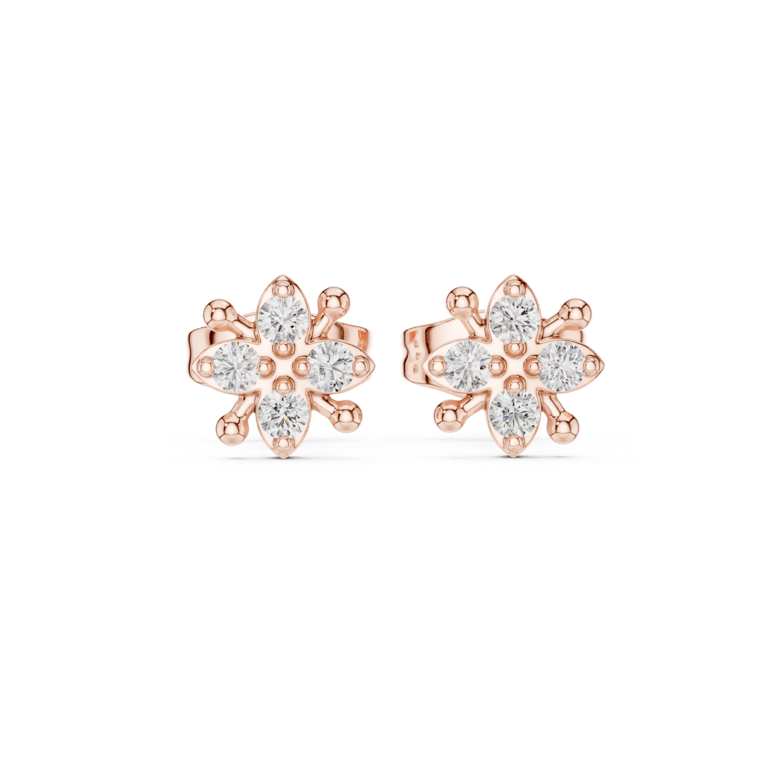  Rose Gold Radiant Blossom Petite Earrings Front View