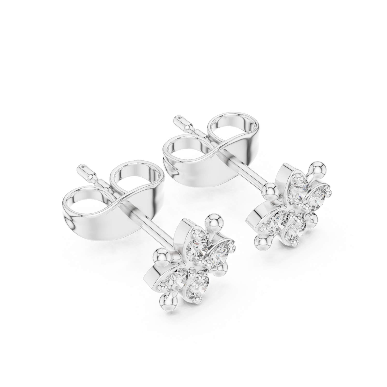  White Gold Radiant Blossom Petite Earrings Right View